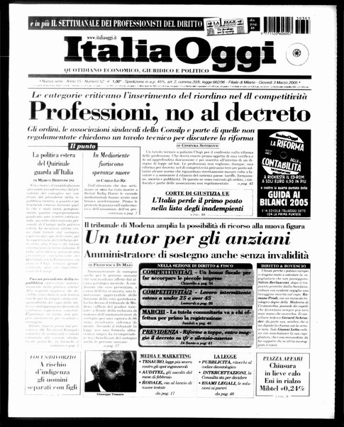 Italia oggi : quotidiano di economia finanza e politica